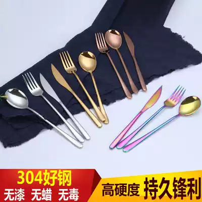 Germany 304 stainless steel knife and fork spoon 3-piece Golden Rose gold home Western set steak cutlery