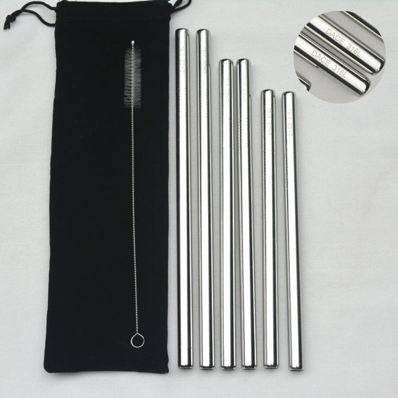 316 stainless steel straw 12mm pearl milk tea straw 316 stainless steel drinking straw thick straw drinking porridge big straw