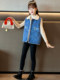Girls' Fleece Vest, Children's 2026 New Autumn and Winter Clothing, Korean Style Fashionable Thickened Denim Vest for Kids