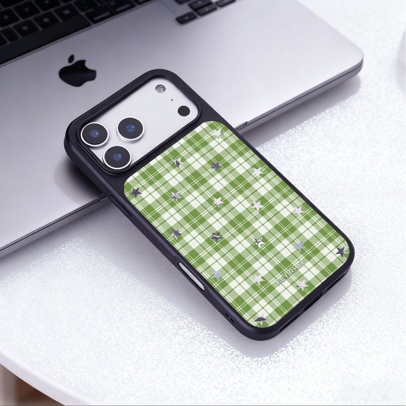 2026 Starry Flash Niche Instagram Original Keyirhef Apple 17 iPhone 16 Pro Max Phone Case 14 Plus High-End 15 Niche Original Silver Frame Magnetic Shockproof Unisex Couple Case