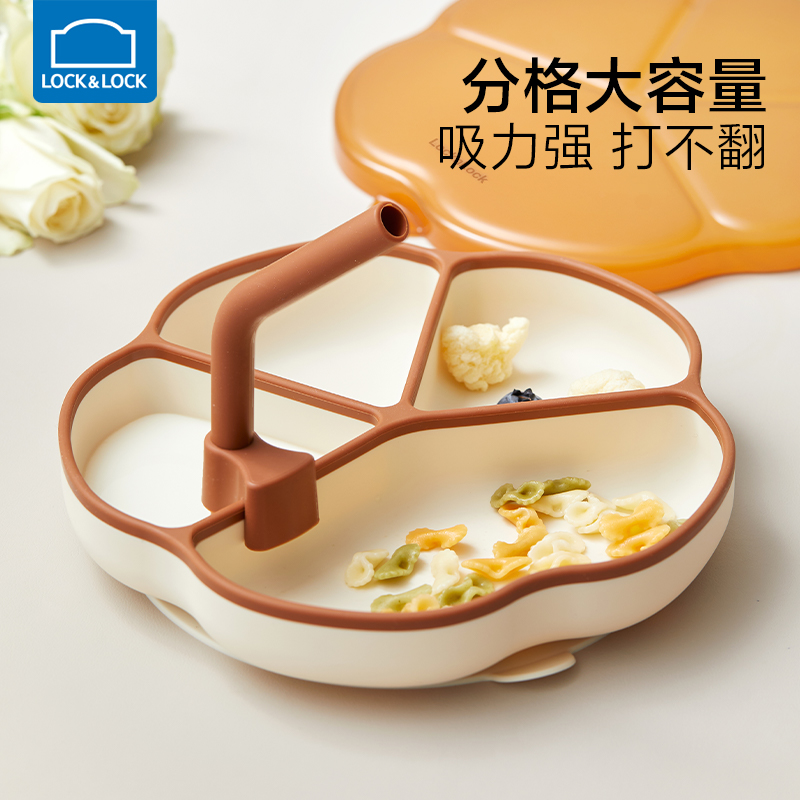 Music Buckle Lotte buckle baby dinner plate Lattice Trays Baby Sucker Type Children Cutlery Special integrated Silicone Accessory Bowl-Taobao
