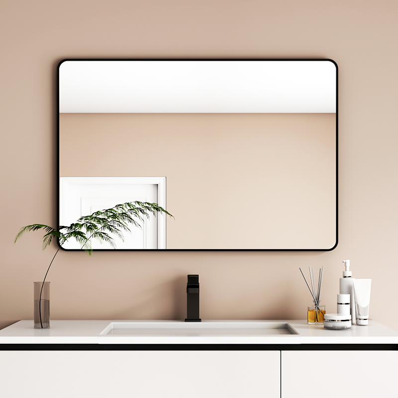 バスルームミラー壁掛け自己粘着バスルーム洗面化粧台壁掛けパンチフリートイレトイレバスルームミラー