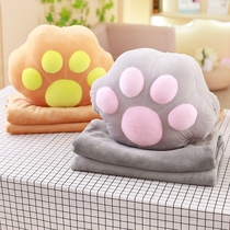 Paw Cuddle Pillow Quilt Double Duty Office Nap Blanket Back Cushion Car Multifunction Leaning Pillow Cute Pillow Quilt