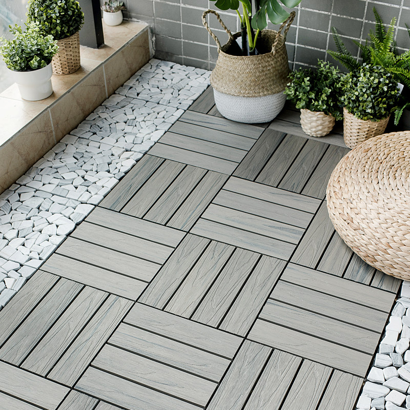 New Products Outdoor Plastic Wood Wood Plastic Floor Balcony Bathroom Courtyard DIY Garden Terrace Embalming Eco Wood Floor Tiles