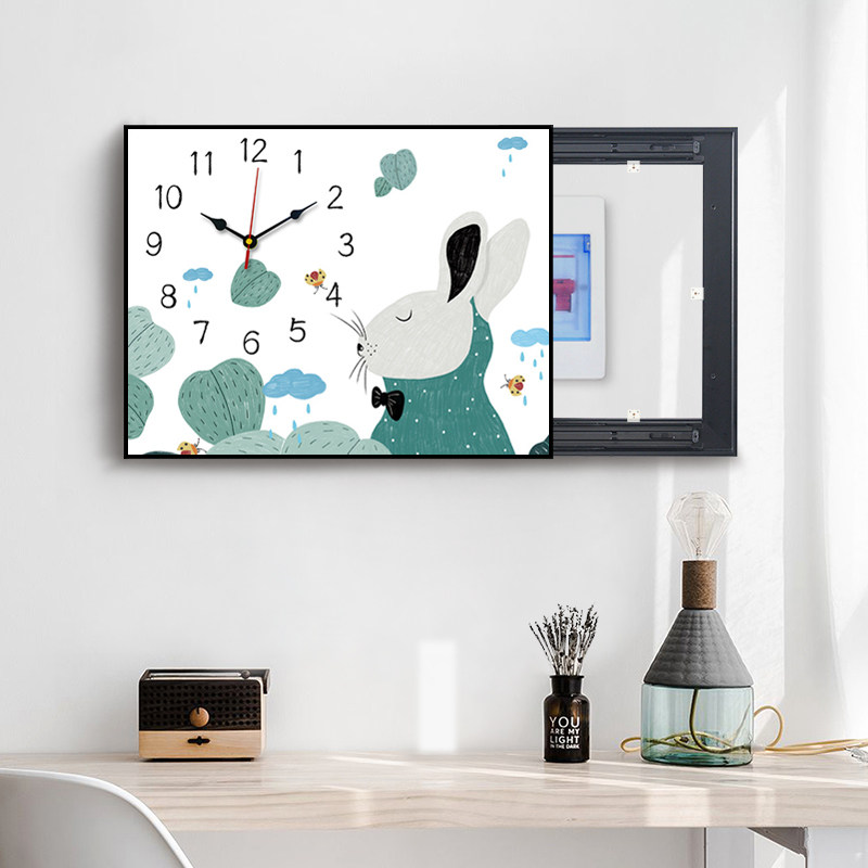 Modern minimalist living-room electric meter case decoration painting with watch and watch weak electric distribution box sheltering painting cartoon hanging paintings free of punch
