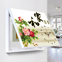 Modern minimalist living room decoration painting wall clock restaurant Wall meter box without punching new Chinese style Hall background mural