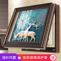 European living room meter box decorative painting with clock blocking distribution box weak electricity box wall mural meter box hanging painting