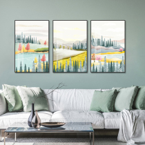 Modern simple hipster living room decoration painting sofa background wall hanging painting Nordic landscape illustration bedroom triptych