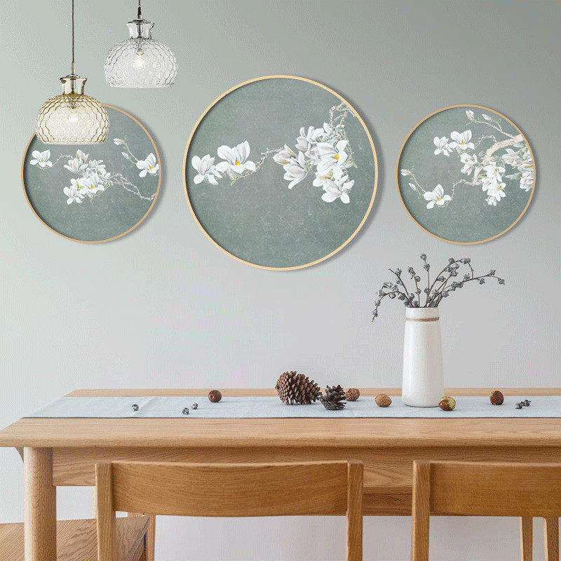 New Chinese Living Room Dining Room Electric Meter Box Decoration Painting Book House Hanging Painting Sofa Background Wall Bedroom Genguan Round Mural Painting