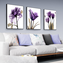 Living room decoration painting modern minimalist sofa background wall free of punch hanging painting small frescoed flower bedroom triptych