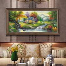 European living room decorative painting Feng Shui office hanging painting sofa background wall mural cornucopia landscape oil painting