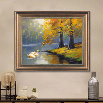 European Swan Lake landscape oil painting living room background wall mural aisle corridor painting porch American restaurant decoration painting