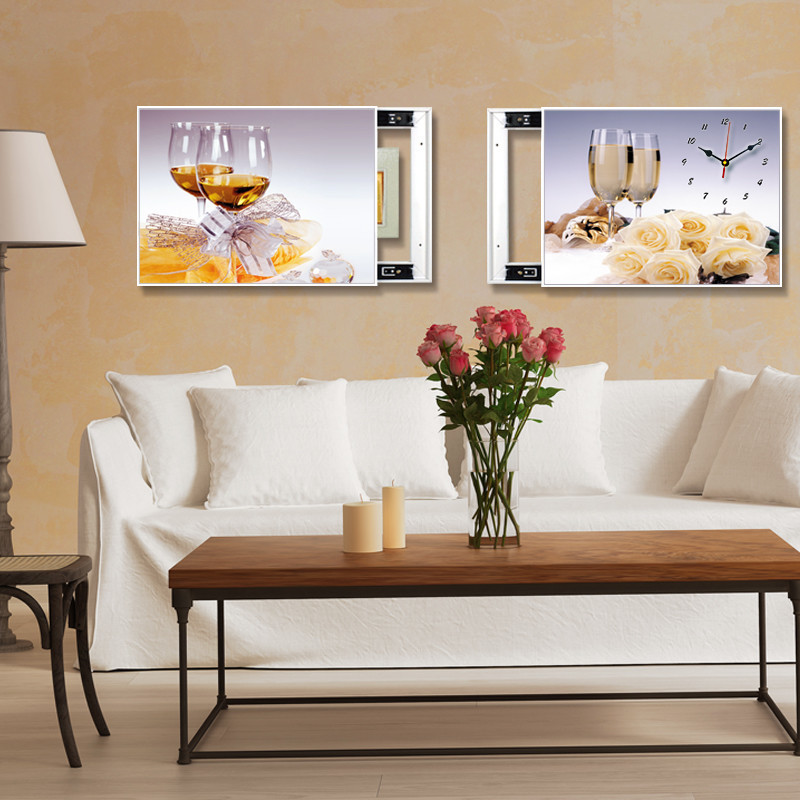 Modern living room push and pull two decorative painting without punch hole simple restaurant watch distribution box covered painting glass murals