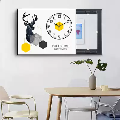 Meter box decorative painting with clock cover Distribution box switch box Lunch hall hanging painting punch-free Nordic wall clock mural