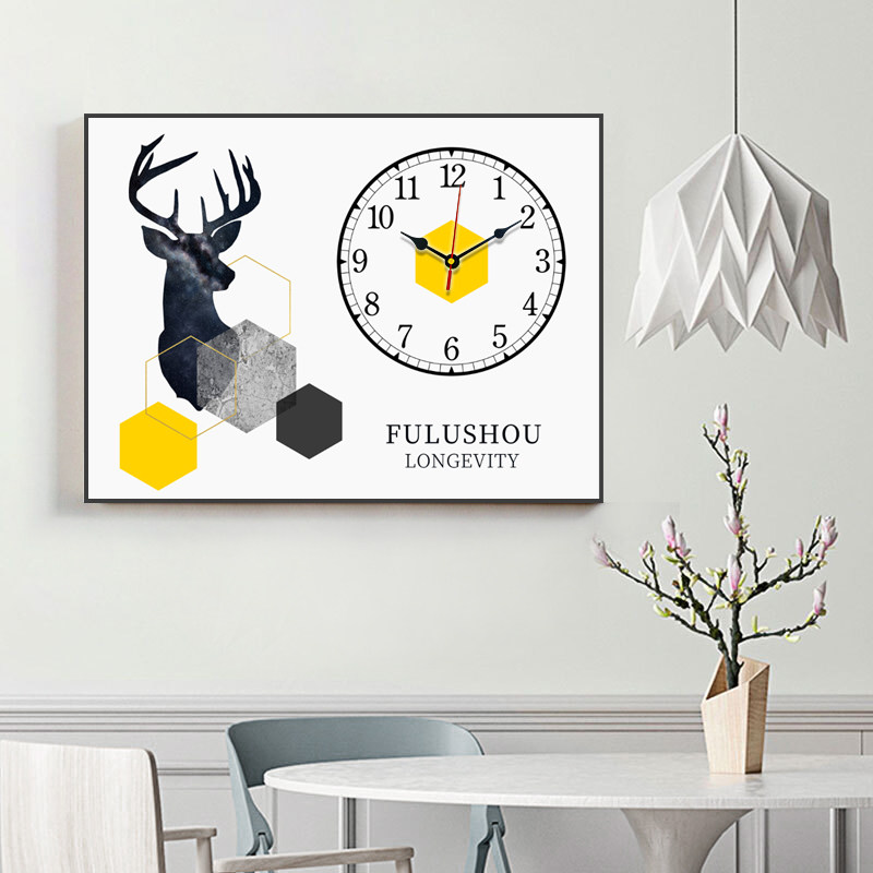 Dining Room Electric Meter Box Decoration Painting With Watch Living Room Background Wall Sheltering Hanging Paintings Free of perforated Nordic Wind Hanging Bell Murals