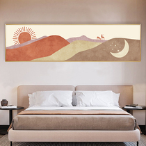 Nordic sofa background wall master bedroom bedside decorative painting strip simple style warm bedroom hanging painting Hotel mural