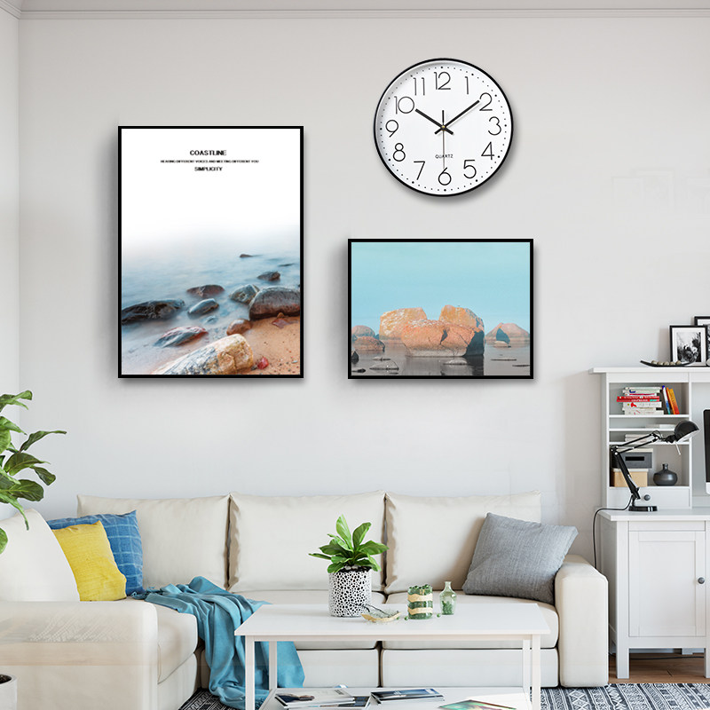 Nordic Style Dining Hall Decoration Painting Modern Minimalist Dining Room With Watch Hang Painting Wall Decoration Creative Hanging Bell Mural Painting