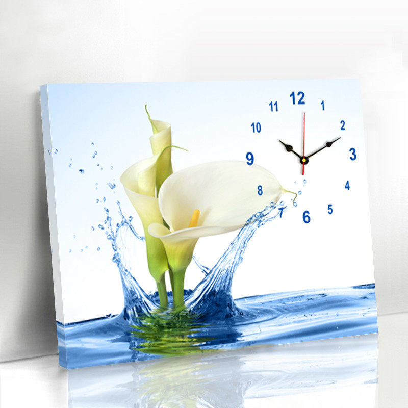 Modern living room dining room decoration painting simple kitchen silent wall clock fruit meter box no hole to cover the mural