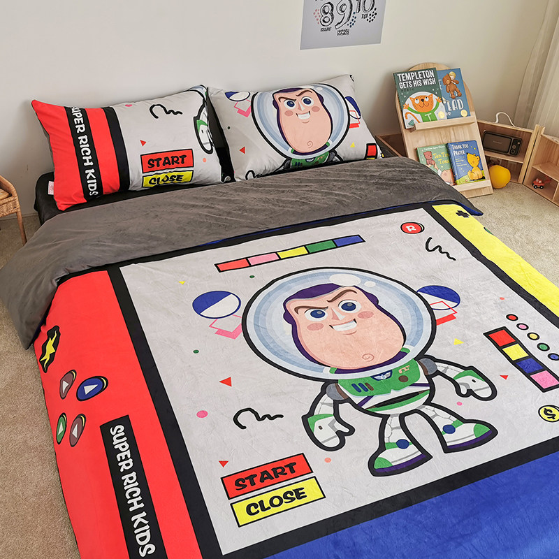 Comfort Cute Baby Suede Cartoon Warm Four Sets 1 2 1 5 1 8 Autumn Winter Bed Linen Kit