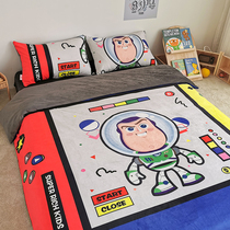  Comfortable and cute baby velvet cartoon warm four-piece set 1 2 1 5 1 8 autumn and winter bedding duvet cover sheet set