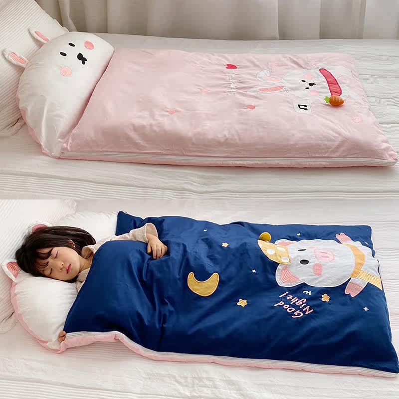 Foreign Pie Cute Men And Women Full Cotton Solid Fabric Stickup Embroidery Detachable Washable Sleeping Bag Infant Birthday Full Moon Gifts
