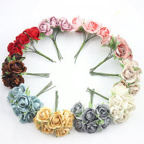 DIY Headwear handmade Simulation Flowers FLOWERS RINGS MATERIAL RETRO PLUSH ROSE BUD BOUQUET A BOUQUET OF 6 FLOWERS
