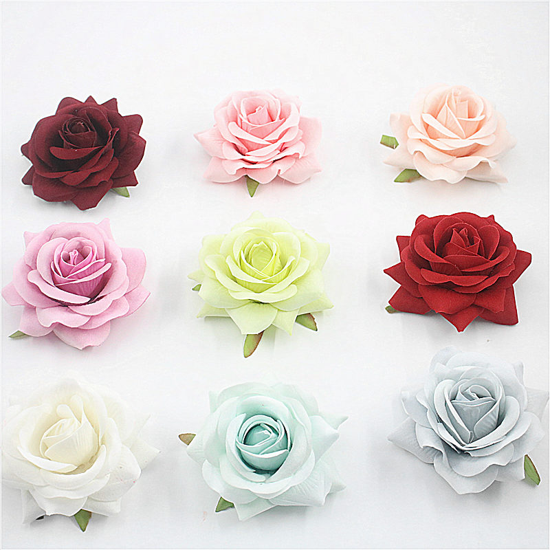 Simulation of large curling rose silk cloth flower head flower DIY without bottom support shoes hat wedding accessories 8cm