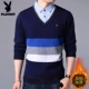 Playboy Áo thun nam dài tay Hàn Quốc Slim Fake Áo hai dây Đầm trẻ trung Áo thun cổ áo cotton áo phông unisex