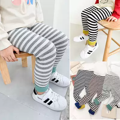 Children's clothing 2021 fashion casual striped interior pants children's stitching leggings for boys and girls inner pants 5876