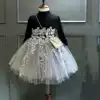Spring new girls ' clothing Korean version of the new children's long-sleeved puffy yarn dress little girl fashion princess dress 0626