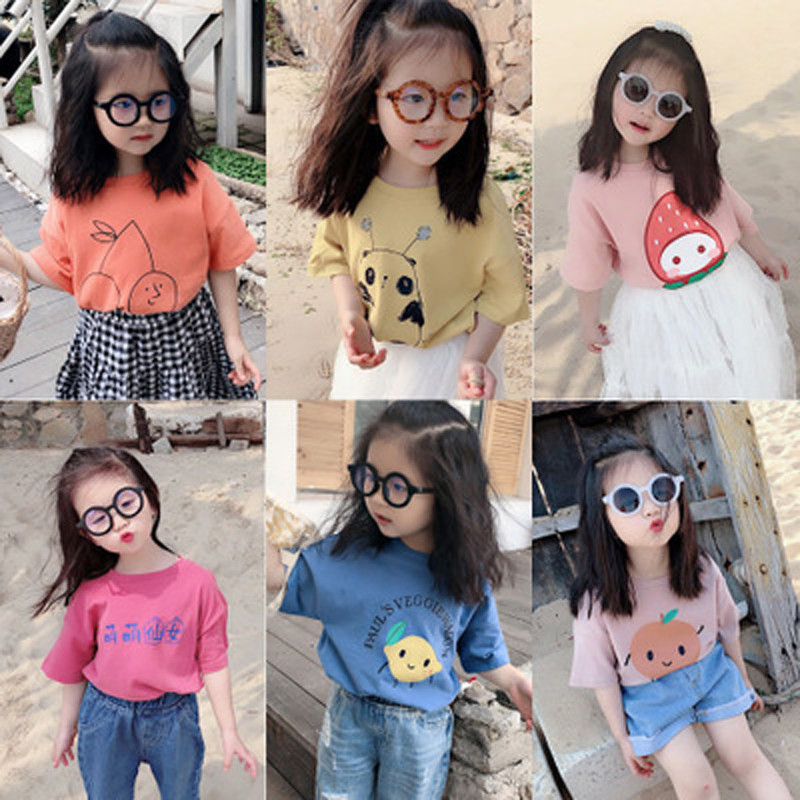 Children's clothing 2021 summer children's short-sleeved T-shirt Men's and women's children's baby cute round neck inner jacket 5227