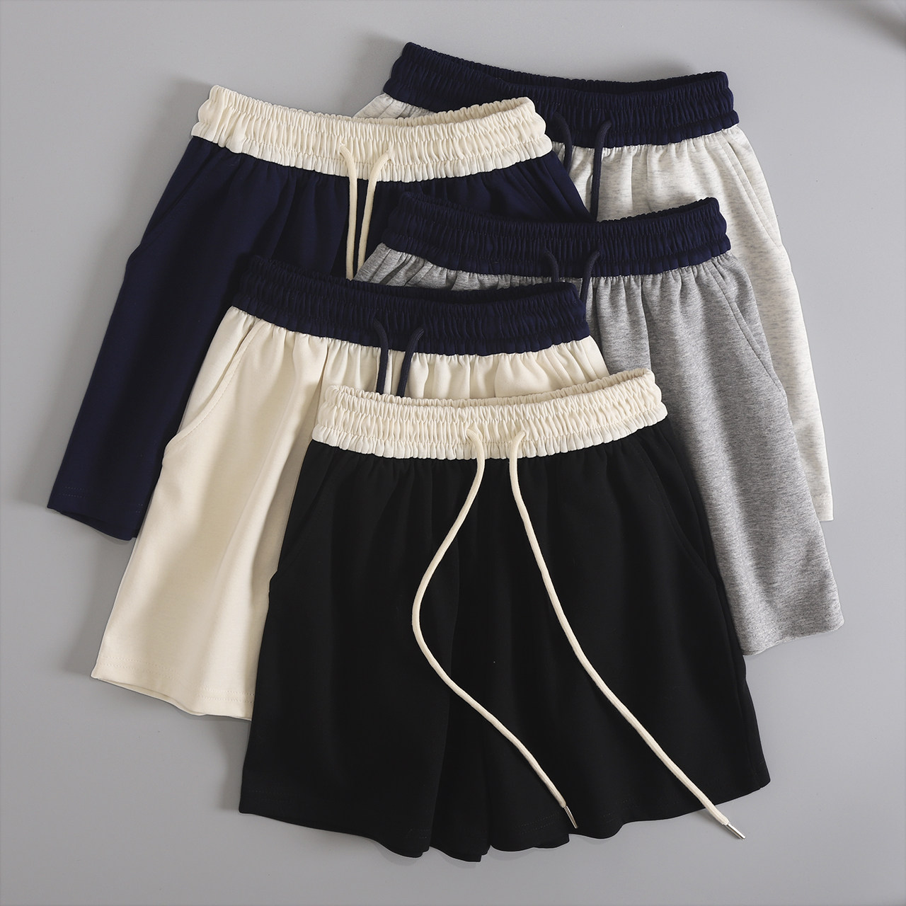 运动短裤女夏季2026新款爆款外穿休闲高腰跑步健身美式拼接阔腿裤