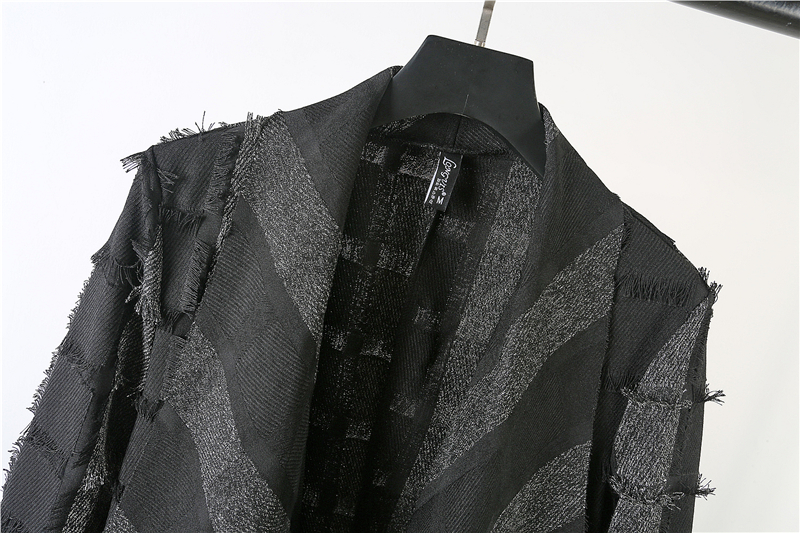 Mùa thu nam cá tính thô áo khoác phong cách Harajuku thẻ sọc cardigan thiết kế tối áo gió 1 lớp rẻ