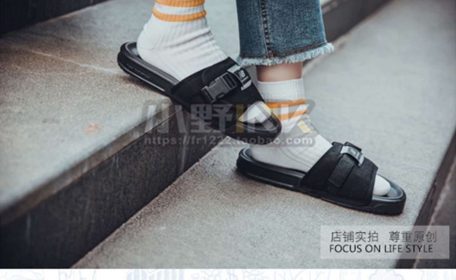 Ono INK New Hàn Quốc Cân bằng mới NB Dép đôi Dép đi trong nhà SD2152BK / WWB - Dép thể thao dép champion