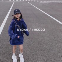 South Korean childrens clothing 2021 new gush letters Methodist girl foreign air wool circles CUHK childrens pure cotton loose hooded sweatshirt