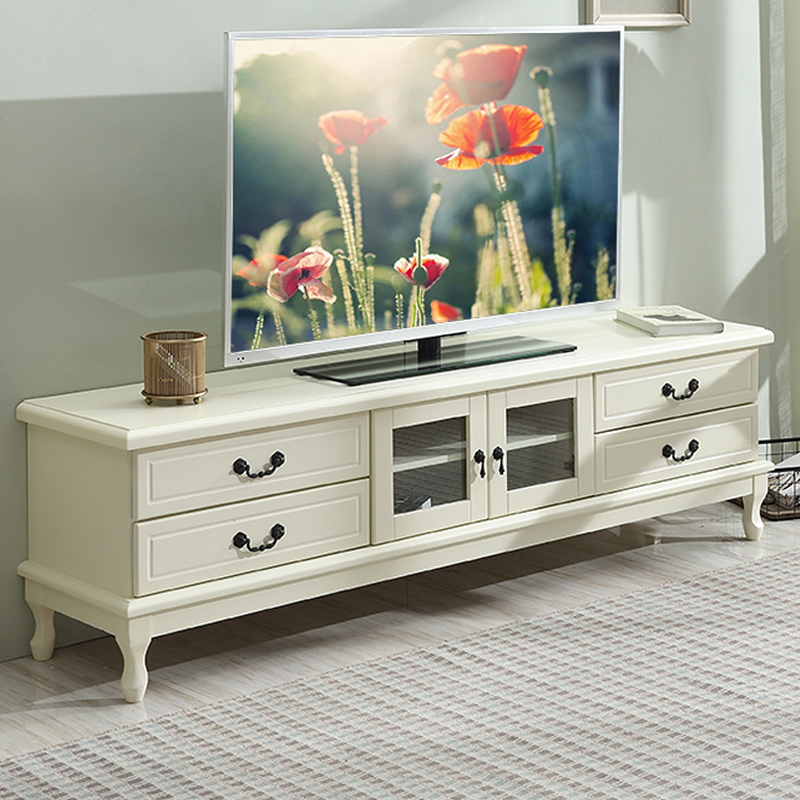 TV Cabinet Tea Table Combination Suit Solid Wood Furniture Combination Living Room Modern Minima Mediterranean Solid Wood TV Table