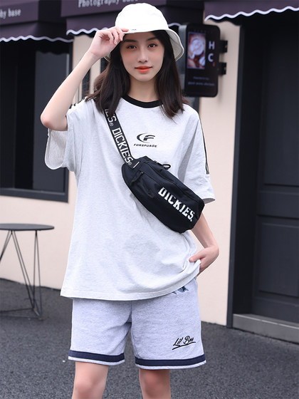 Dickies 더블 로고 허리 가방 캐주얼 스포츠 인쇄 허리 가방 1 숄더 크로스 바디 가방 인쇄 남성과 여자 같은 스타일 유방 가방