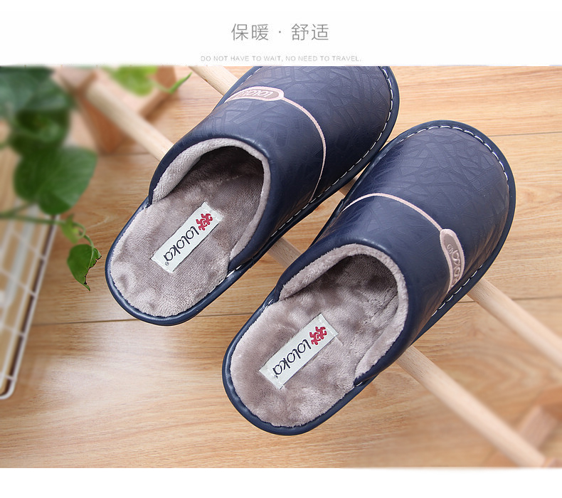 Road Road Men cotton mùa đông dép không thấm nước nhà cotton kéo ấm nữ trong nhà dép trượt gia đình bông kéo dép đi trong nhà êm chân