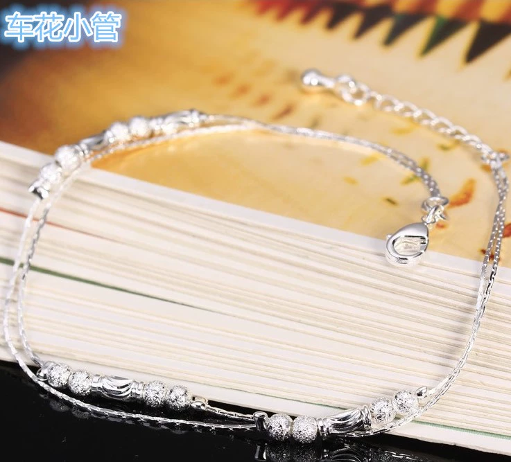 Vòng chân bằng bạc 925 sterling tốt thời trang của phụ nữ Nhật Bản và Hàn Quốc cá tính đơn giản ngọt ngào bốn lá cỏ ba lá chuông trang sức bạc