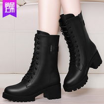  Thick heel all-match British style Martin boots booties womens shoes 2021 new comfortable boots autumn and winter shoes cotton shoes plus velvet