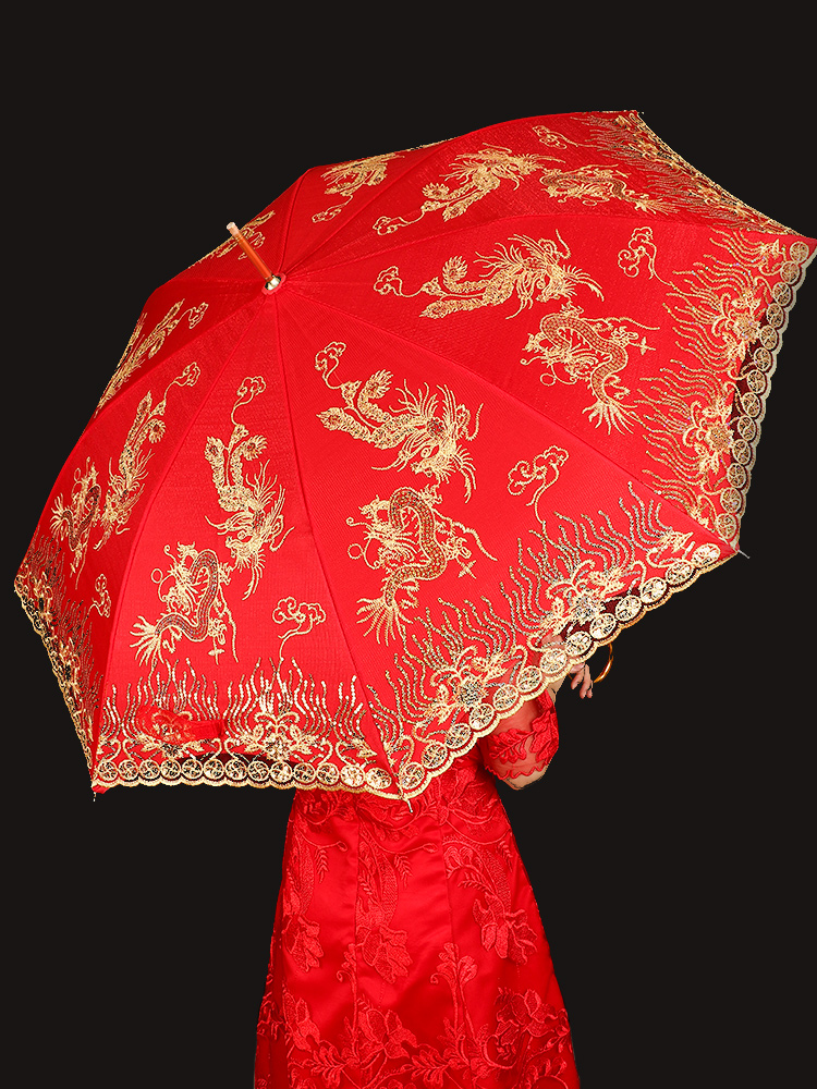 Fei Xun wedding umbrella supplies wedding bride red retro wedding umbrella Women's dowry items big red wedding umbrella