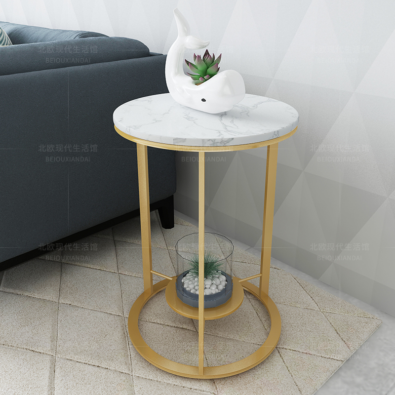 Nordic sofa side table simple modern creative iron corner table bedside table side table marble mini coffee table