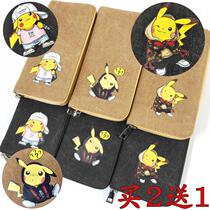ins tide pictured pikachu pet small fine hearths long canvas purse cartoon wallet cartoon student card bag large capacity