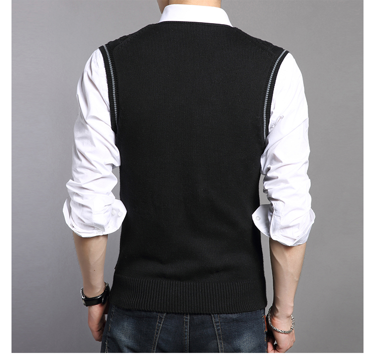 Playboy mùa thu đông thanh niên nam áo len trung niên len vest vest vest v-cổ không tay áo len nam