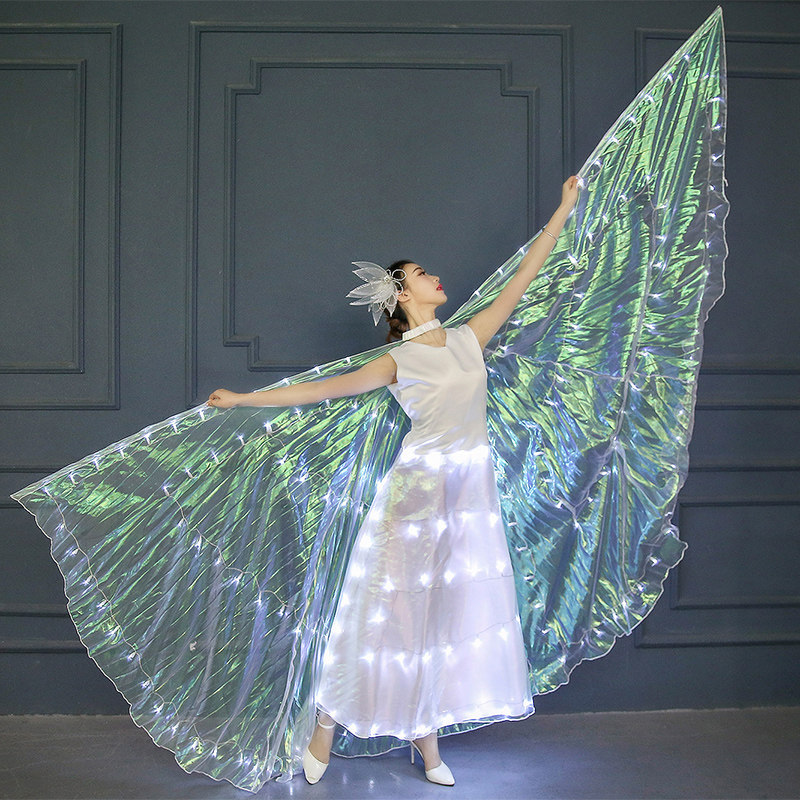 Fluorescent butterfly dance wings children's costume adult dance party cape LED luminous dance skirt opening dance performance costume