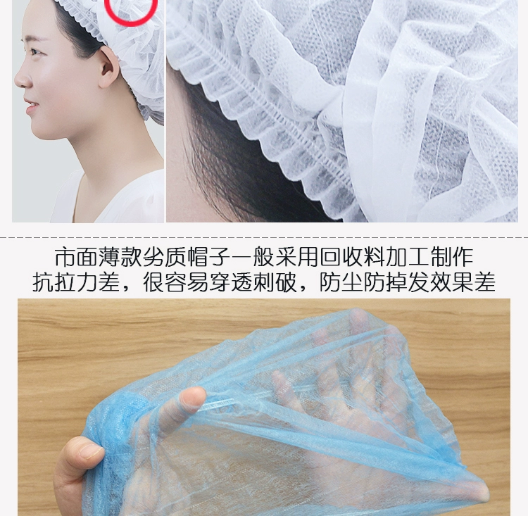 Mũ dùng một lần dày thực phẩm phục vụ phẫu thuật lưới đàn ông và phụ nữ nấu ăn rụng tóc chống bụi dầu phòng khói đầu bếp mũ tóc thoáng khí mũ y tế dùng 1 lần nón trùm y tế