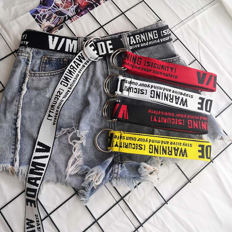 New Korean-Style Unisex Bf-Style Canvas Work Pants Belt with Versatile Double-Sided Embroidered Letter Decoration Denim Belt New Korean-Style Unisex Bf-Style Canvas Work Pants Belt with Versatile Double-Sided Embroidered Letter Decoration Denim Belt