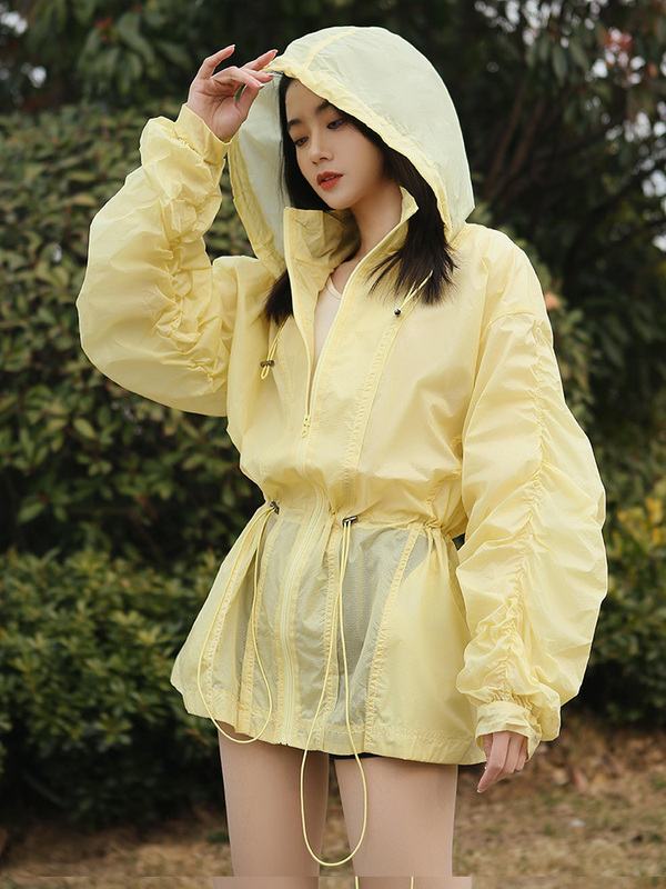 Sun Protection Clothing, Sports Jacket, Women's Cover-Up, Windbreaker, Anti-Uv, Hooded, Lightweight, Breathable, Waist-Cinching, Loose-Fitting Sun Protection Clothing, Trendy