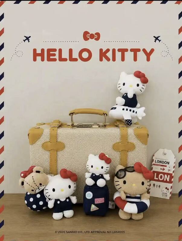 Authentic Japanese Sanrio Collaboration Me% Series Airplane Suitcase Hot Air Balloon Hello Kitty Pendant