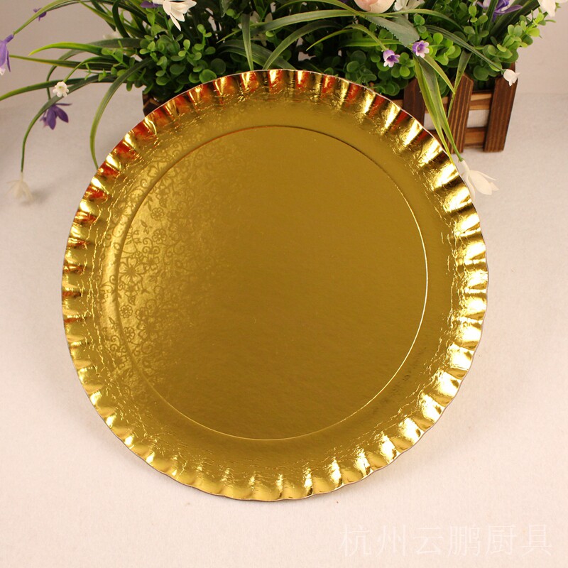 Disposable gold round paper plate wedding banquet special fruit platter diameter 25 28 30 33cm